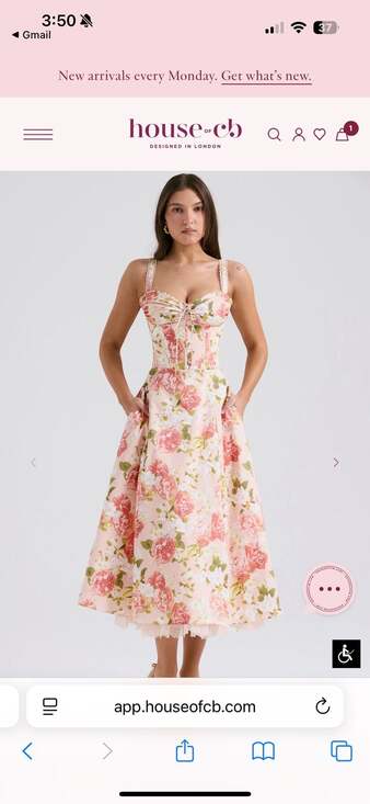 Rosalee Pink Peony Print Cotton Bustier Sundress - Picture 5 of 10
